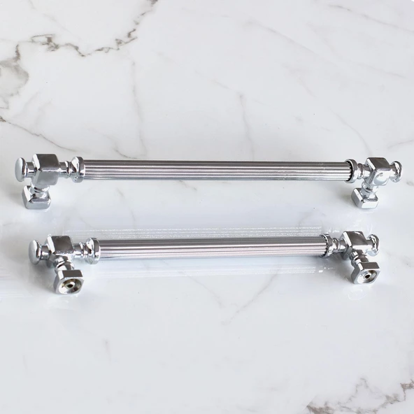 Talas Krom Çizgili Metal Kulp Kulpu 224 mm Mobilya Çekmece Mutfak Dolabı Dolap Kulpları Kulbu - Resim 7