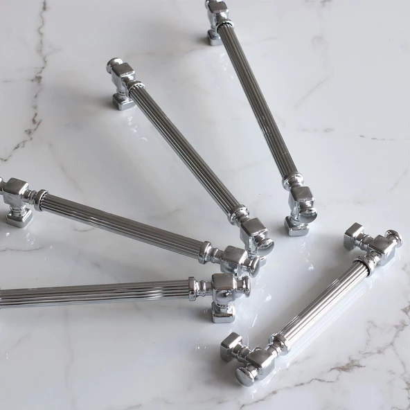 Talas Krom Çizgili Metal Kulp Kulpu 192 mm Mobilya Çekmece Mutfak Dolabı Dolap Kulpları Kulbu - Resim 4