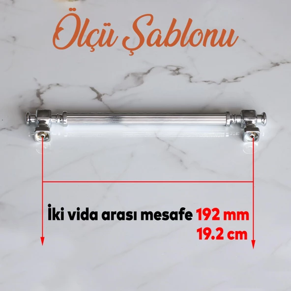Talas Krom Çizgili Metal Kulp Kulpu 192 mm Mobilya Çekmece Mutfak Dolabı Dolap Kulpları Kulbu - Resim 2