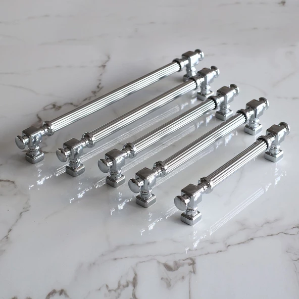 Talas Krom Çizgili Metal Kulp Kulpu 224 mm Mobilya Çekmece Mutfak Dolabı Dolap Kulpları Kulbu - Resim 3