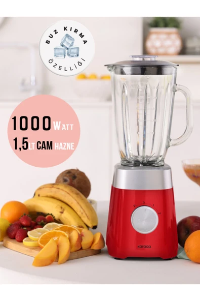 Karaca Buz Kırıcı 1,5 Lt CAM Sürahi Hazneli Pulse Özellikli Smoothie Blender 1000w