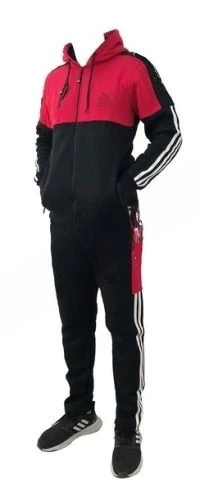 Kışlık Kalın Kırmızı Siyah Kapüşonlu Eşofman Takımı (S,M,L,Bedenlerde) - 2