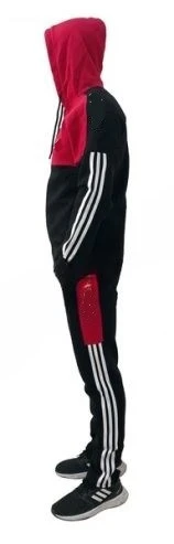 Kışlık Kalın Kırmızı Siyah Kapüşonlu Eşofman Takımı (S,M,L,Bedenlerde) - 4