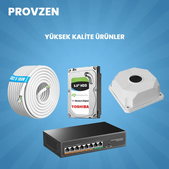 Provzen Hikvision İp 5 Kameralı Set 1080p Colorvu Mikrofonlu - 4