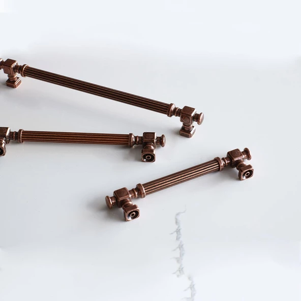 Talas Eskitme Antik Bakır Çizgili Metal 128 mm Mobilya Mutfak Çekmece Dolap Kulpu Kulbu Kulpları - 5
