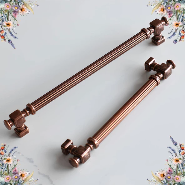 Talas Eskitme Antik Bakır Çizgili Metal 224 mm Mobilya Mutfak Çekmece Dolap Kulpu Kulbu Kulpları - 7