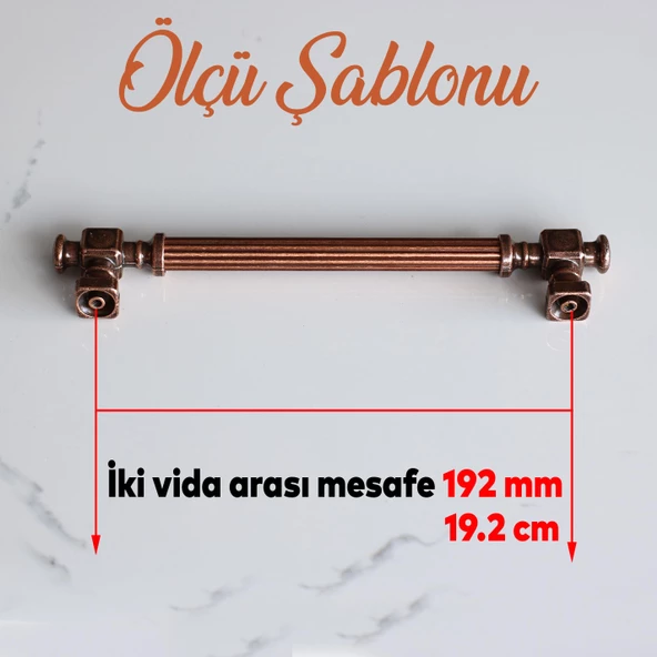 Talas Eskitme Antik Bakır Çizgili Metal 192 mm Mobilya Mutfak Çekmece Dolap Kulpu Kulbu Kulpları - 2