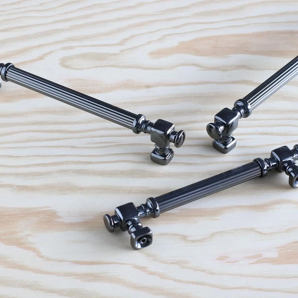 Talas Füme Çizgili Metal Kulp Kulpu 128 mm Mobilya Çekmece Mutfak Dolabı Dolap Kulpları Kulbu - Resim 5