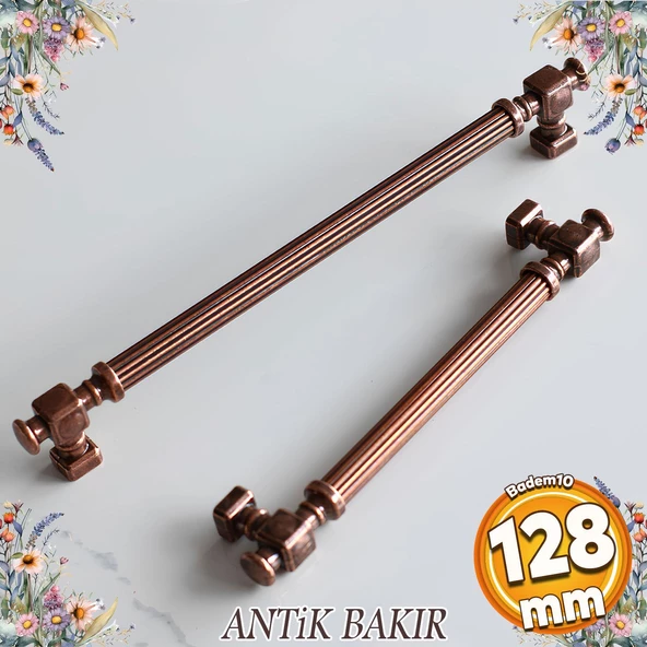 Talas Eskitme Antik Bakır Çizgili Metal 128 mm Mobilya Mutfak Çekmece Dolap Kulpu Kulbu Kulpları