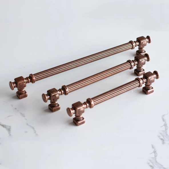 Talas Eskitme Antik Bakır Çizgili Metal 160 mm Mobilya Mutfak Çekmece Dolap Kulpu Kulbu Kulpları - Resim 3