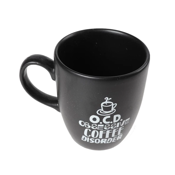 SİYAH OBSESSİVE COFFEE BASKILI KUPA