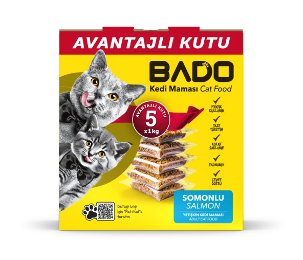 Bado Yetişkin Kedi Maması Somonlu 5x1kg