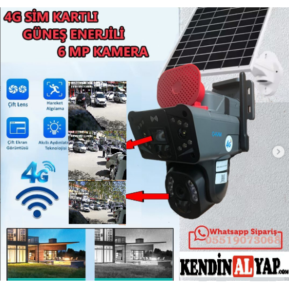 Sim Kartlı Solar 4G Güneş Enerjili Dual Lens Güneş Panelli Akıllı Güvenlik Kamerası + 64gb Sd Kart - 2