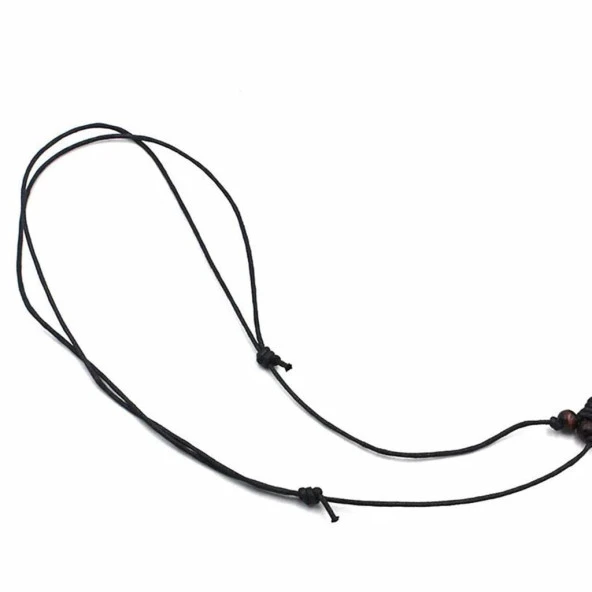 Doğal Tibet Beyaz 3-4cm Kurt Dişi Kolye Ayarlı İp Çift Boncuklu - 5