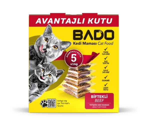 Bado Yetişkin Kedi Maması Etli 5x1kg