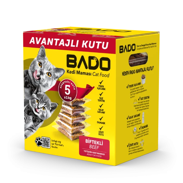 Bado Yetişkin Kedi Maması Etli 5x1kg - 2
