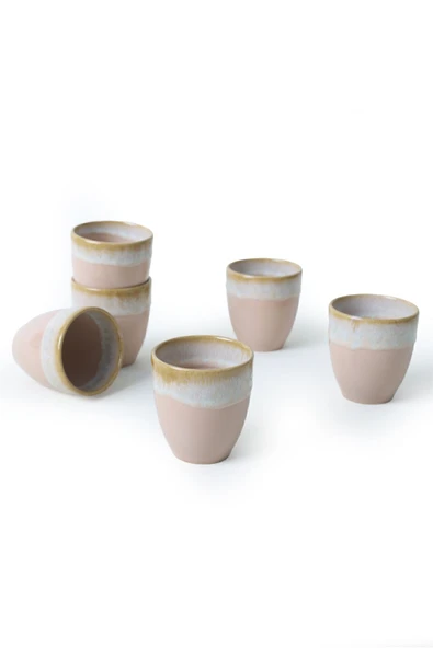 Keramika Shizen Pudra Latte Kupa 8 Cm 6 Adet Q38 - Resim 4