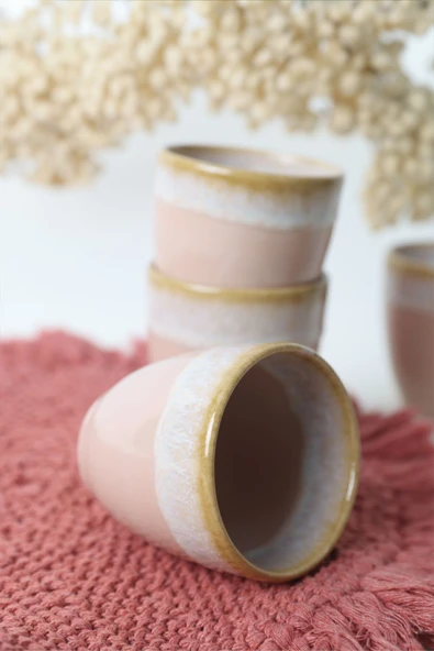 Keramika Shizen Pudra Latte Kupa 8 Cm 6 Adet Q38 - Resim 2