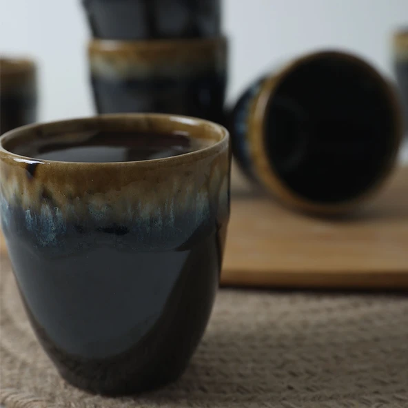 Keramika Shizen Siyah Latte Kupa 8 Cm 6 Adet Q29