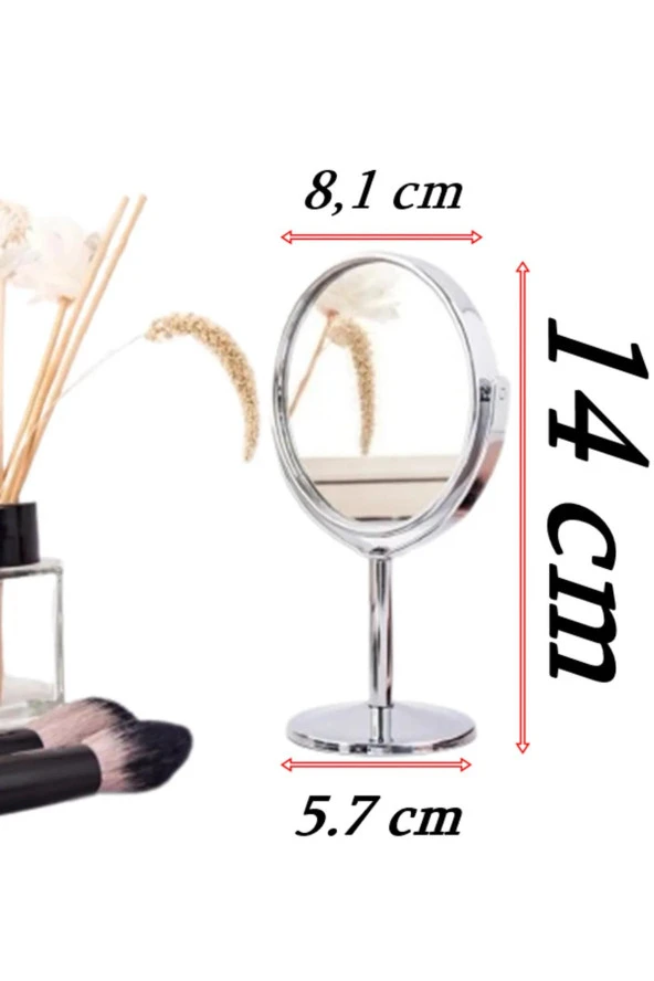 Fontenay 2x Büyüteçli Masa Aynası Dekoratif Makyaj Aynası Çift Taraflı Metal Ayaklı Mini Boy Ayna - 2