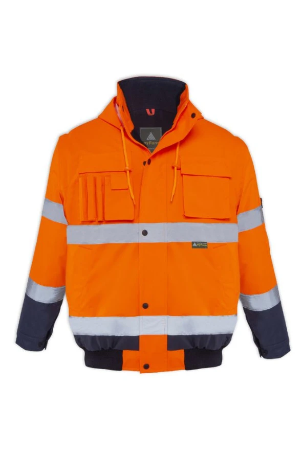 OLYMPUS MULTI HI-VIS TWO-TONE 2 IN 1 BOMBER JACKET - Resim 2
