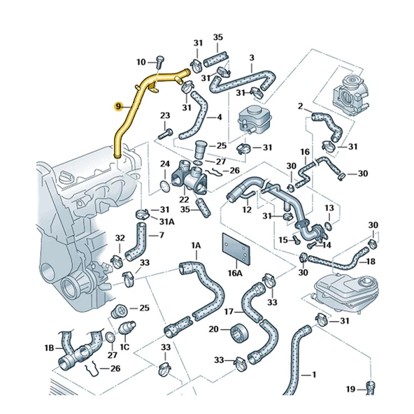 VW Passat B5 1997-2000 1.8 Devirdaim Geri Çalışma Su Borusu 058121065F - 6