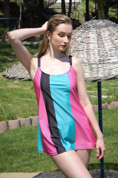 Angelino İç Giyim Kadın Şortlu Tankini Elbise Mayo Pembe 36001