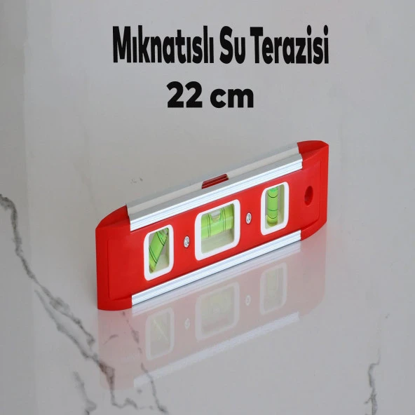 Mini Su Terazisi 22 Cm İnşaat Duvar Fayans Marangoz Mühendislik Ölçüm Aluminyum Su Terazisi 22 Cm Eğim Ölçü Eğik Ölçme