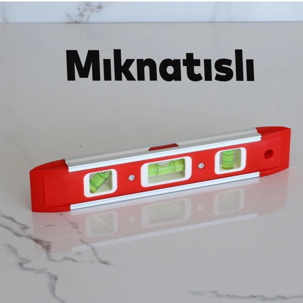 Mini Su Terazisi 22 Cm İnşaat Duvar Fayans Marangoz Mühendislik Ölçüm Aluminyum Su Terazisi 22 Cm Eğim Ölçü Eğik Ölçme - 2