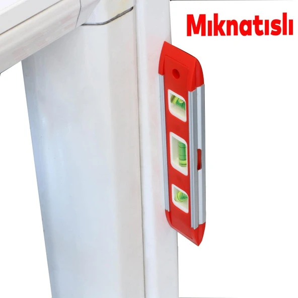 Mini Su Terazisi 22 Cm İnşaat Duvar Fayans Marangoz Mühendislik Ölçüm Aluminyum Su Terazisi 22 Cm Eğim Ölçü Eğik Ölçme - 3