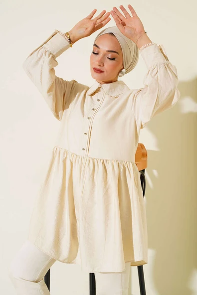 Bebe Yaka Dantelli Tunik Taş - 1