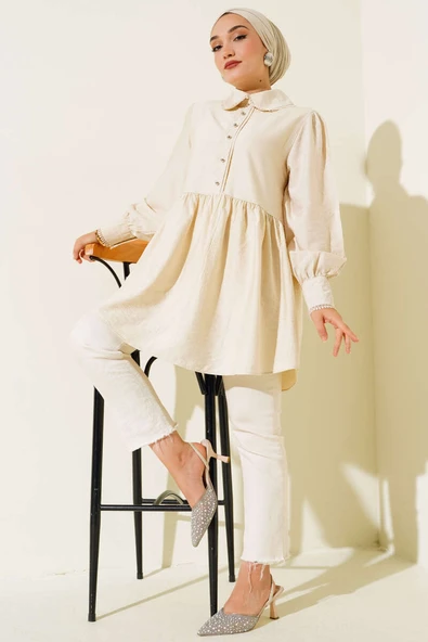 Bebe Yaka Dantelli Tunik Taş - Resim 2