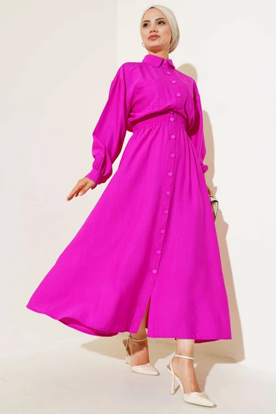 Boy Düğmeli Çift Cepli Elbise Menekşe ürün görseli 1