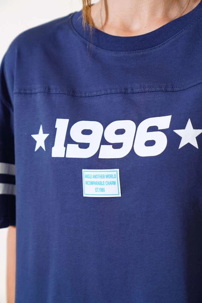 1996 Baskılı T-shirt Lacivert - Resim 3