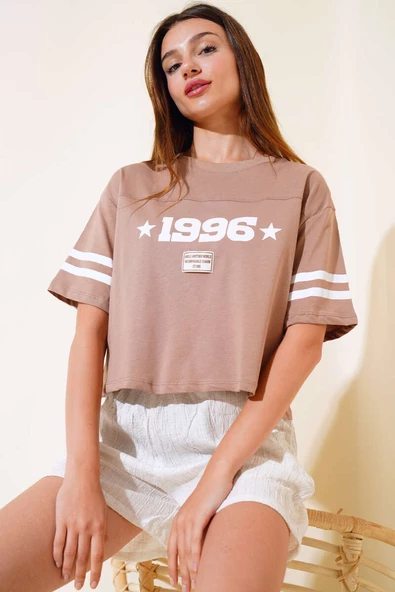 1996 Baskılı T-shirt Latte