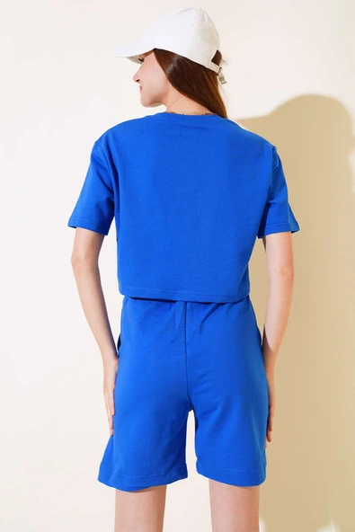 İki İpli Şortlu Takım Saks - Resim 3