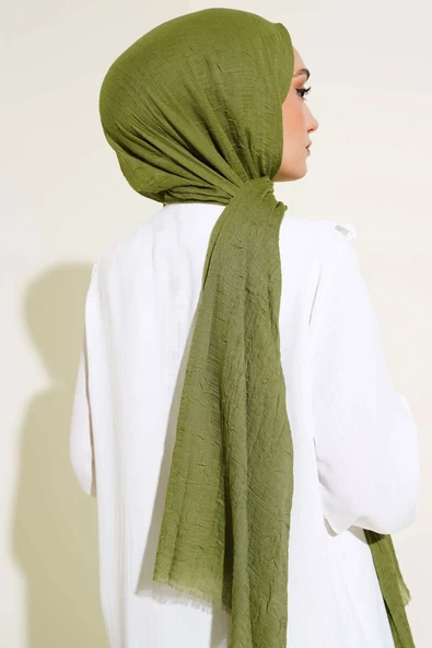 Organik Bambu Kraş Şal Yeşil - Resim 3