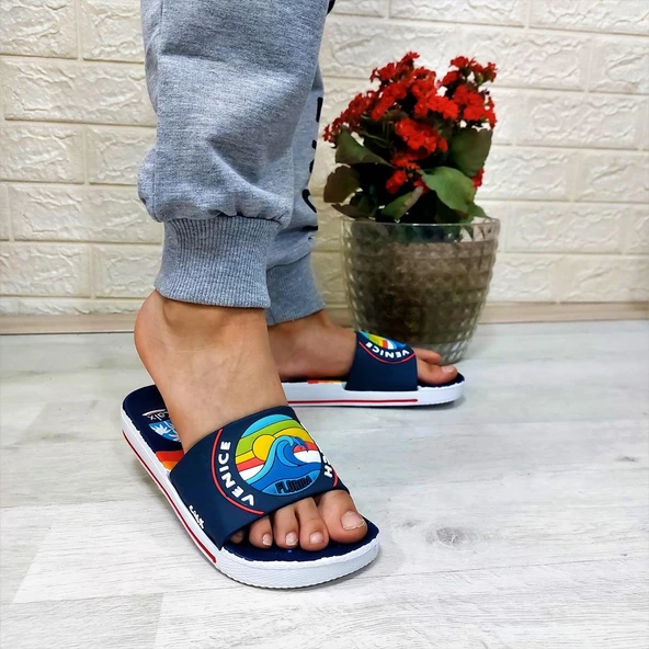 Calx 319 Lacivert-Beyaz 3d Baskılı Erkek Çocuk Terlik - 3