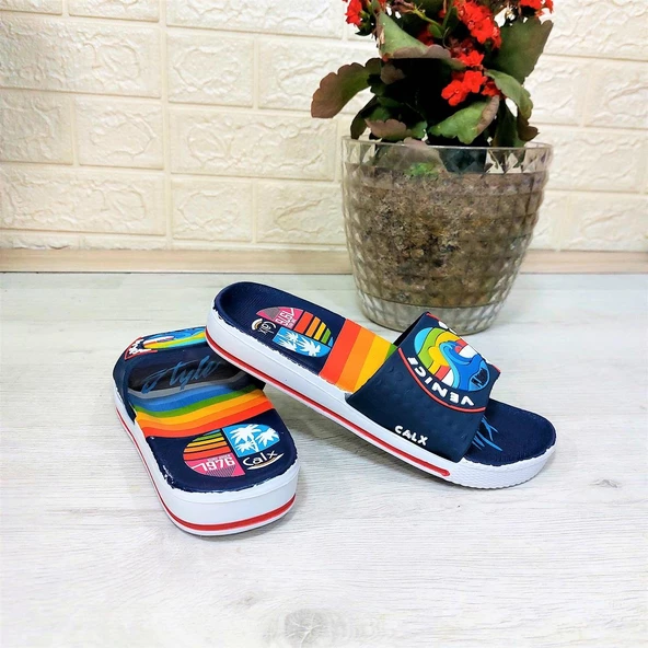 Calx 319 Lacivert-Beyaz 3d Baskılı Erkek Çocuk Terlik - 5