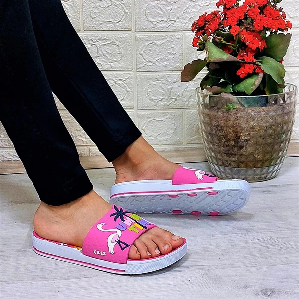 Calx 319 Pembe-Beyaz 3d Baskılı Kız Çocuk Terlik - 2