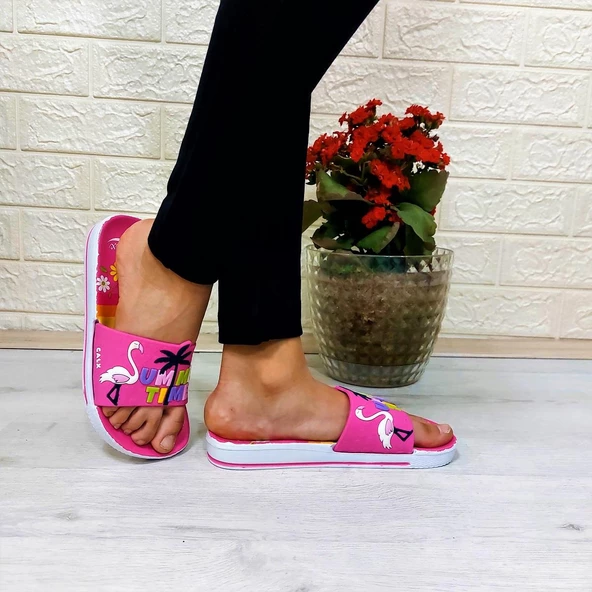 Calx 319 Pembe-Beyaz 3d Baskılı Kız Çocuk Terlik - 4