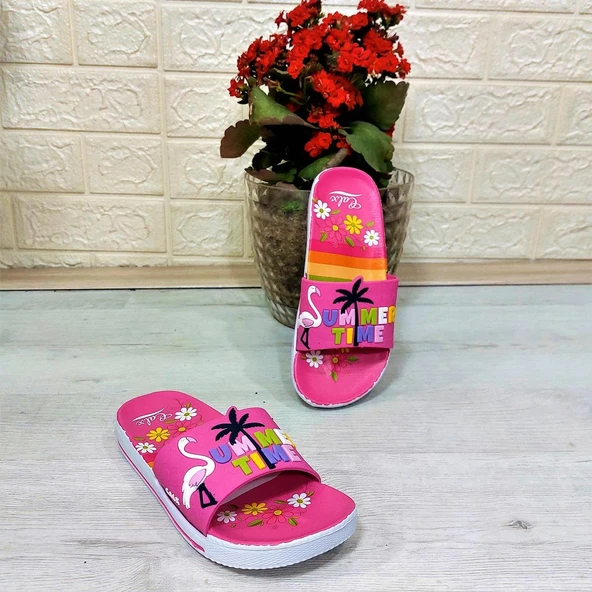 Calx 319 Pembe-Beyaz 3d Baskılı Kız Çocuk Terlik - 5
