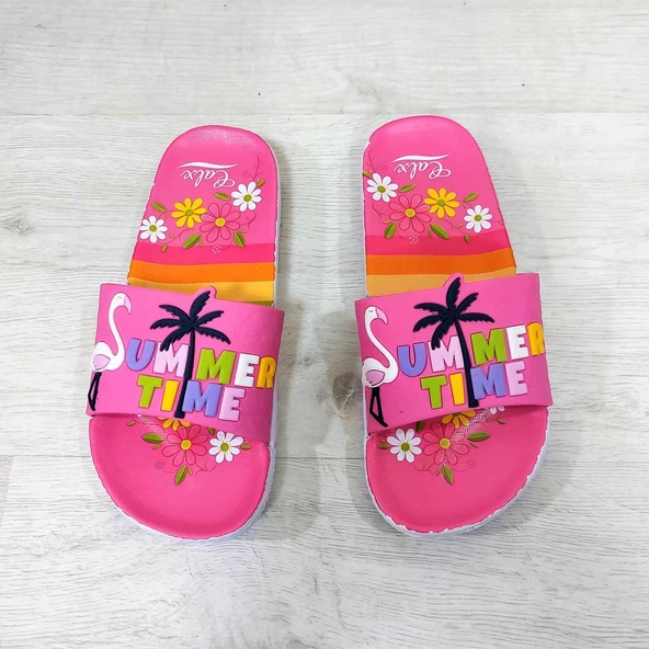 Calx 319 Pembe-Beyaz 3d Baskılı Kız Çocuk Terlik - 7