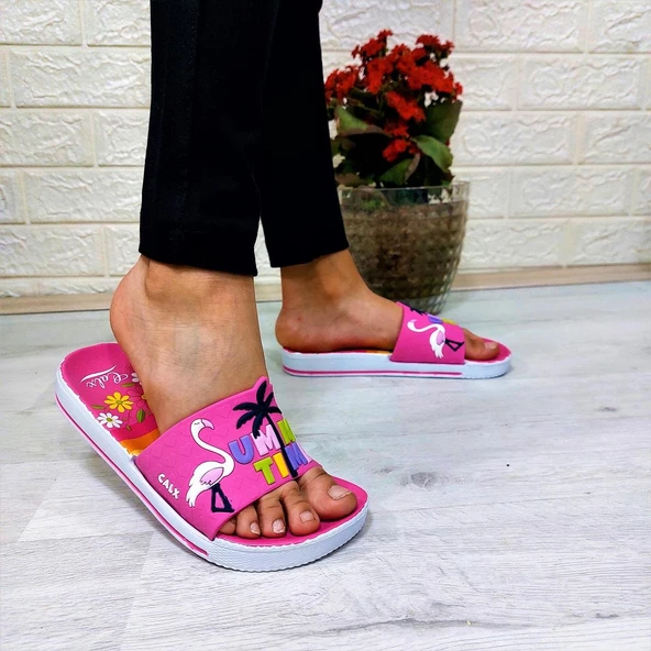 Calx 319 Pembe-Beyaz 3d Baskılı Kız Çocuk Terlik - 3