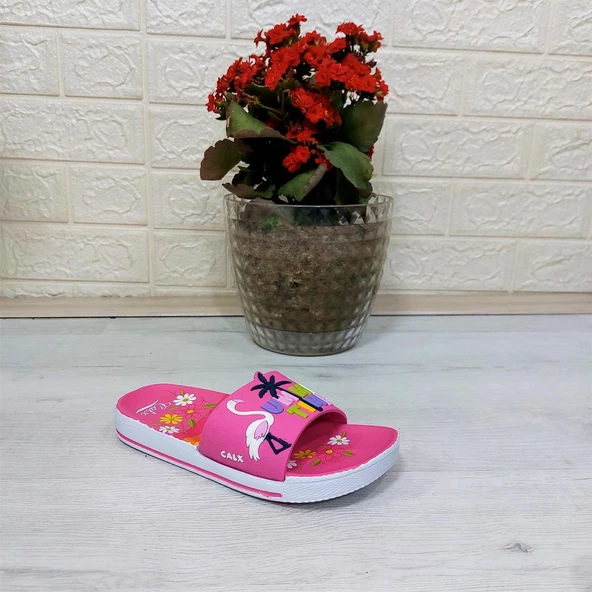 Calx 319 Pembe-Beyaz 3d Baskılı Kız Çocuk Terlik - 8