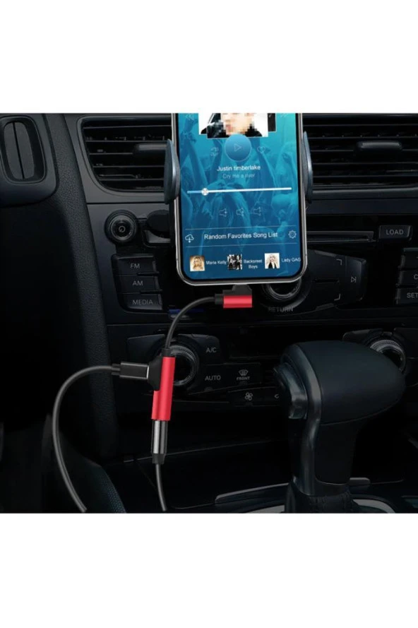 iPhone 7 8 X XR XS 11 için 2 in 1 AUX Şarj Çift Adaptör Splitter - 4