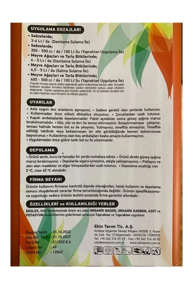 Ekolex Organik Sıvı Gübre Karbon Azot Potasyum 1 Litre - 3