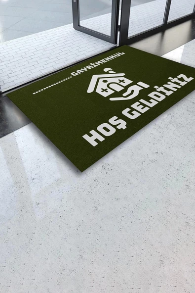 Valerine Life İsme, Kişiye veya Firmaya Özel Emlakçı Gayri Menkul Ofisi Zeytuni Yeşili Hoş Geldiniz Kapı Önü Paspası 45x ürün görseli