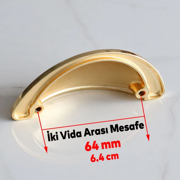 Yelken Midye Tas Çanak 64 mm Düğme Altın Gold Mobilya Mutfak Dolabı Çekmece Dolap Kulpları Kulb - 2
