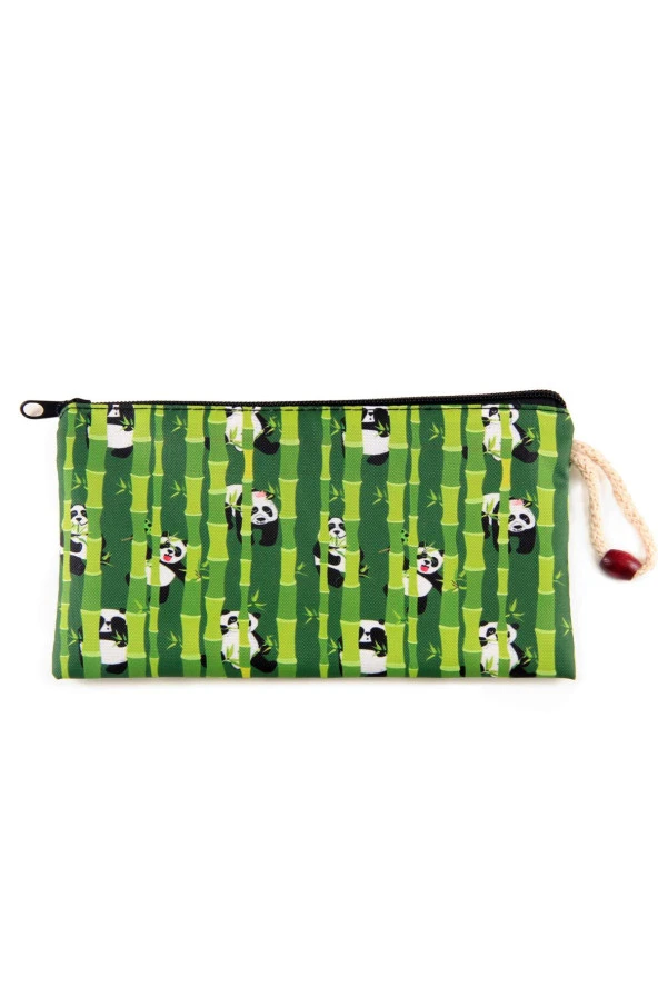 Bambu Panda Desenli Kalemlik Fermuarlı Makyaj Çantası Orta Boy 12cm X 20cm - 2